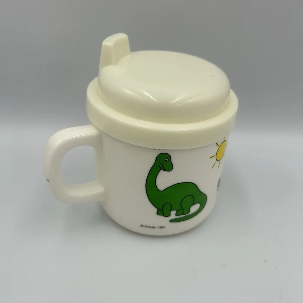 Oneida Dinosaur Toddler Plate Plastic Divided‎ Food Fun Kids Set Vintage 1987